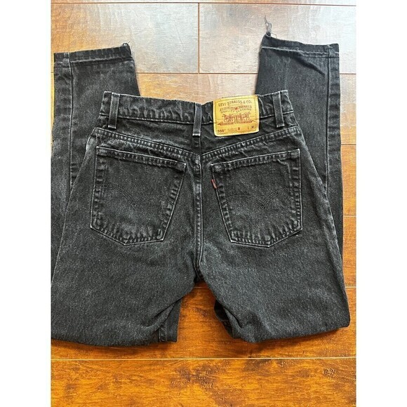 Vintage Levis Jeans Womens 9 Black High Waist Relaxed Tapered Leg 550 USA Made - Picture 6 of 8